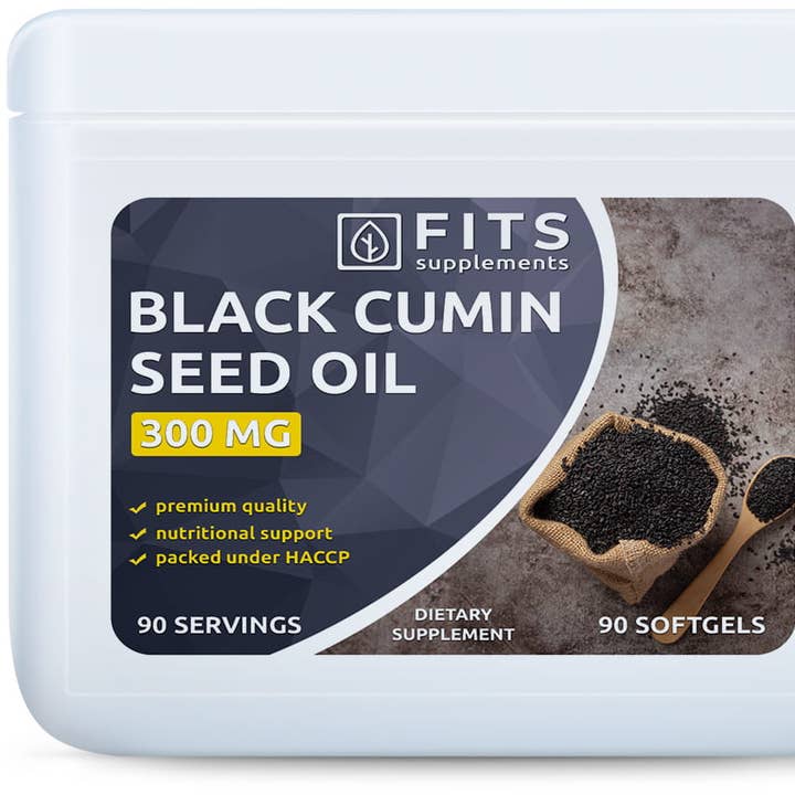 Olio di cumino nero 300 mg 90 capsule molli per la vendita all'ingrosso da parte di FITS