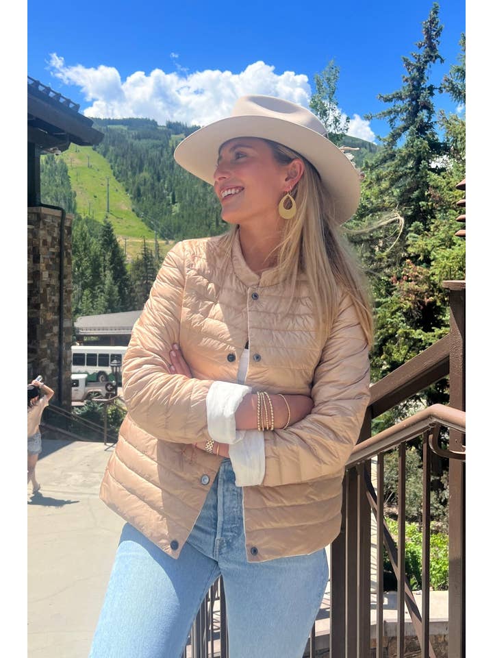 Cotes of London - Vendita all'ingrosso Piumino - Donna - Il Leicester in Matte | Giacca Piumino Reversibile 2 in 1 | Cammello / Avorio2