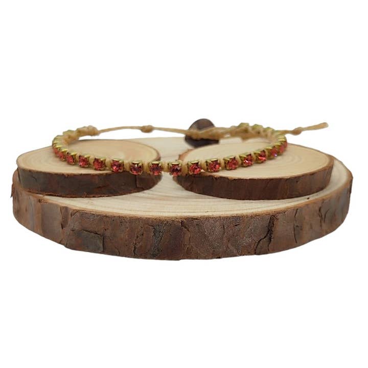 Kleine armbanden met kristallen ketting - Padparadasha voor wholesale door QUÉ MÁS JEWELS