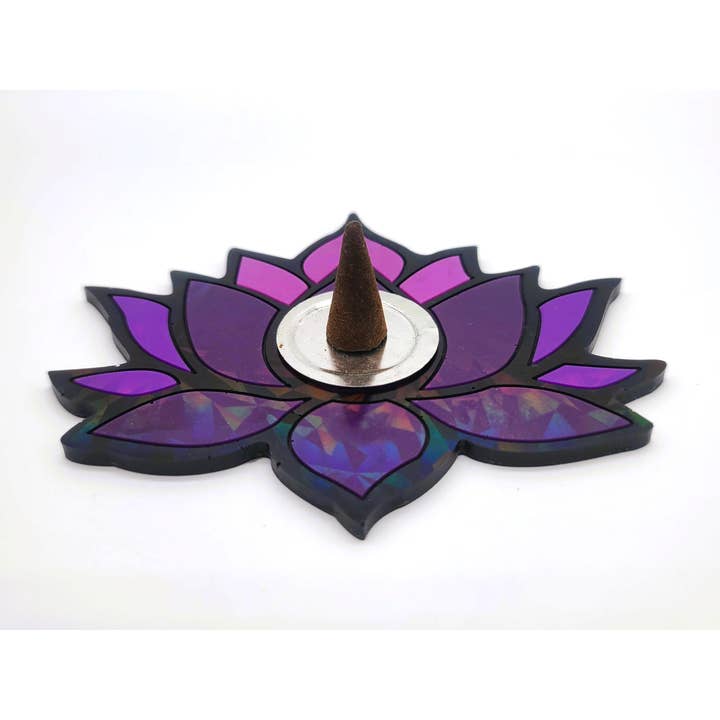 Holographic Lotus Incense Holder Made w/ Eco-Friendly Resin for wholesale by Slightly Askew Art