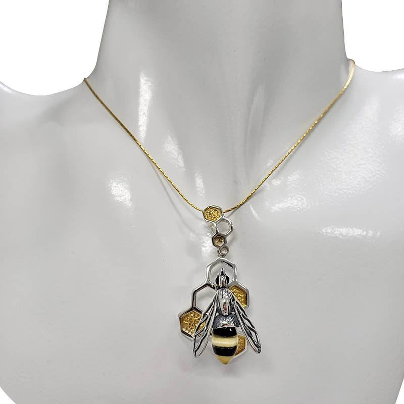 Amberman - Vente Breloques/médailles personnalisées - Pendentif en argent avec ambre multicolore en forme d'abeille2