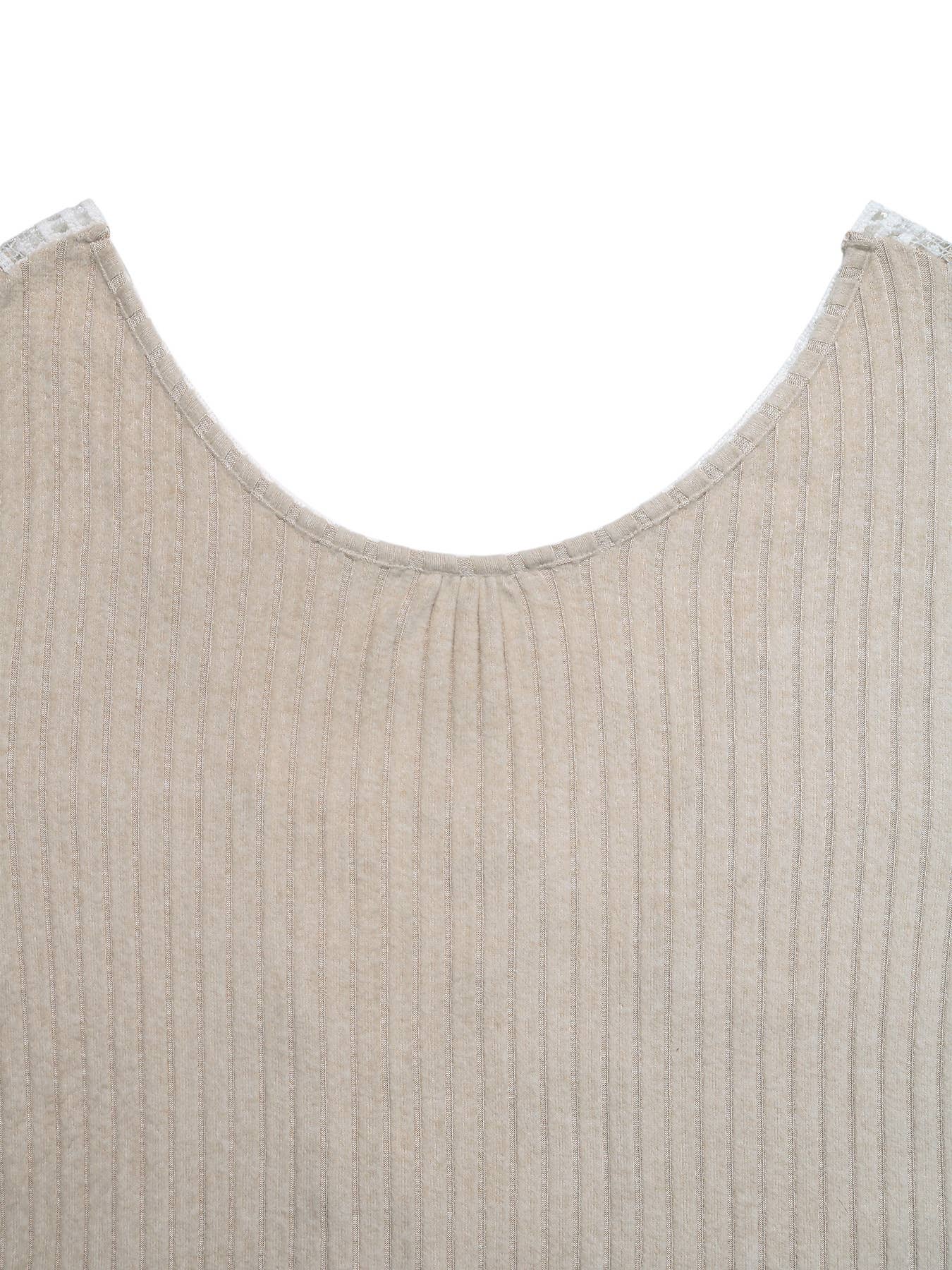 KHAKI Fashionable loose knitted long-sleeved T-shirt for wholesale on Faire10