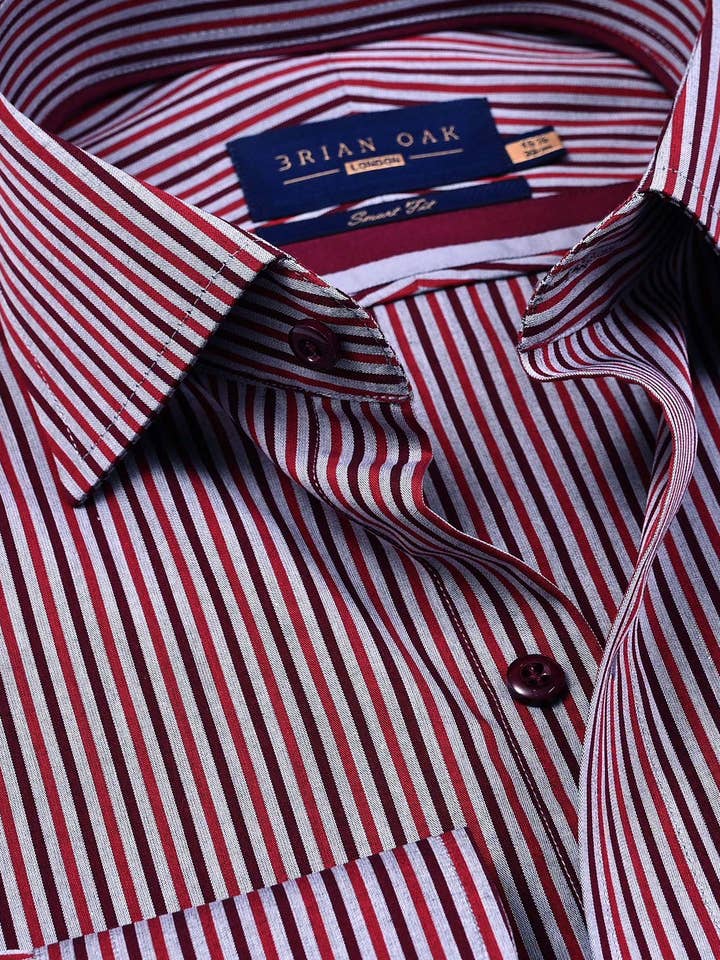 Maroon & Red Striped Smart Fit Shirt for wholesale by Brian Oak Limited