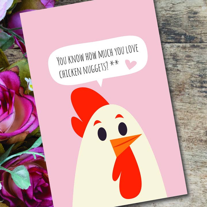 I Love You Greeting Card with Chicken Nugget Theme for wholesale by S&Y Brand Paper co.