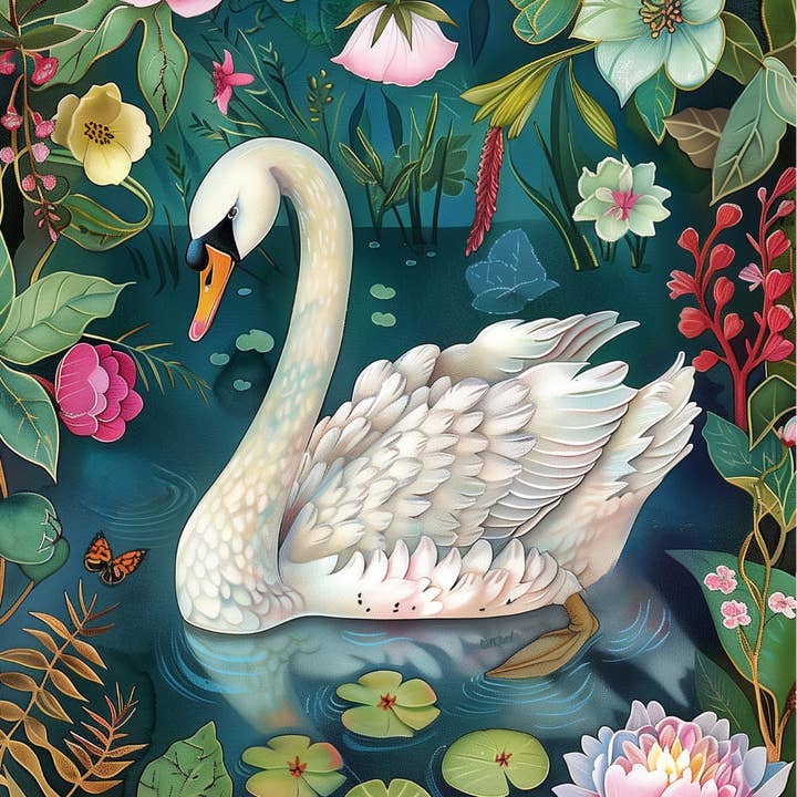 Fripperies - Wholesale Postcard - The Chinese Garden: Swan | Map Fripperies