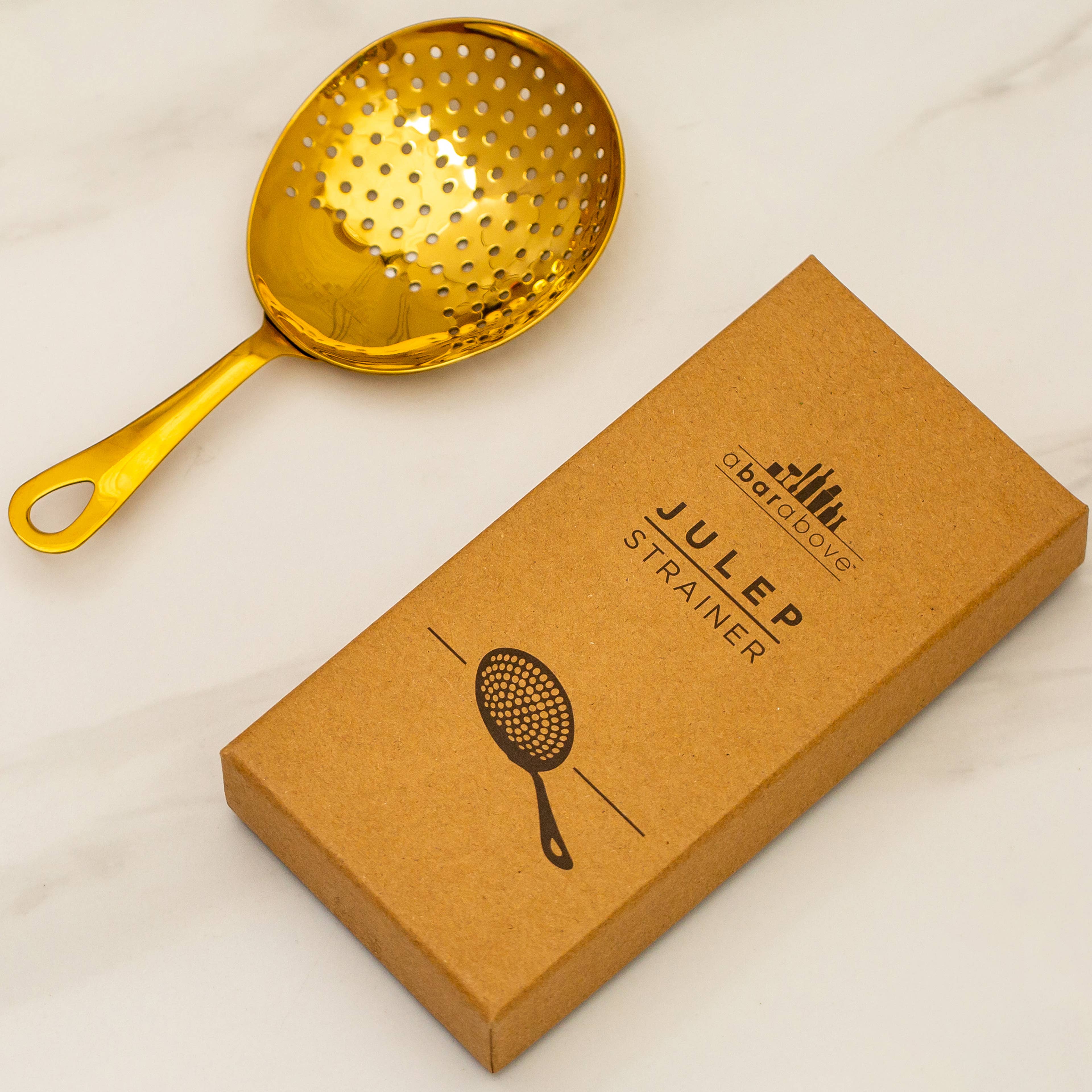 A Bar Above - Wholesale Bar Tool - Julep Strainer, Gold Cocktail Jigger3