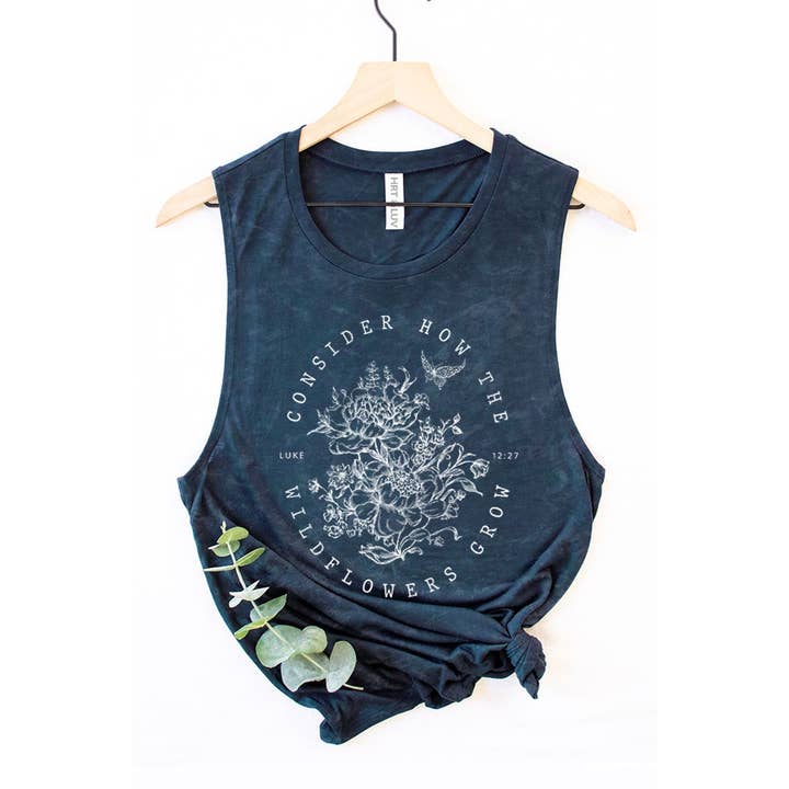 HRTandLUV - Wholesale Tank Top - Women's - WILD FLOWERS GROW MINERAL GRAPHIC TANK TOP