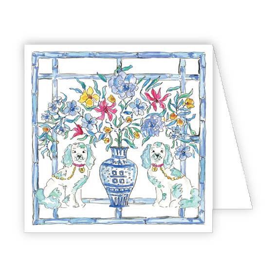 Cartão de caixa de fronteira Blue Staffordshire Dogs por atacado de RosanneBeck Collections