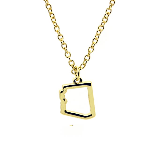 Lucky Feather - Wholesale Pendant/Charm Necklace - State Necklace - Gold - ARIZONA1