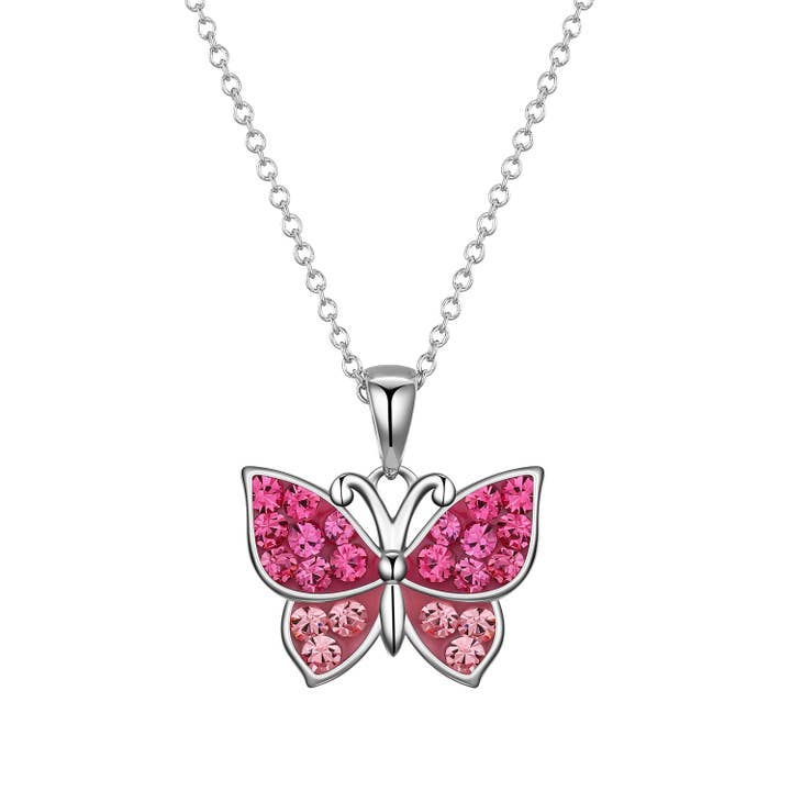 Crystal Butterfly Necklace - Pink for wholesale by Lily Nily