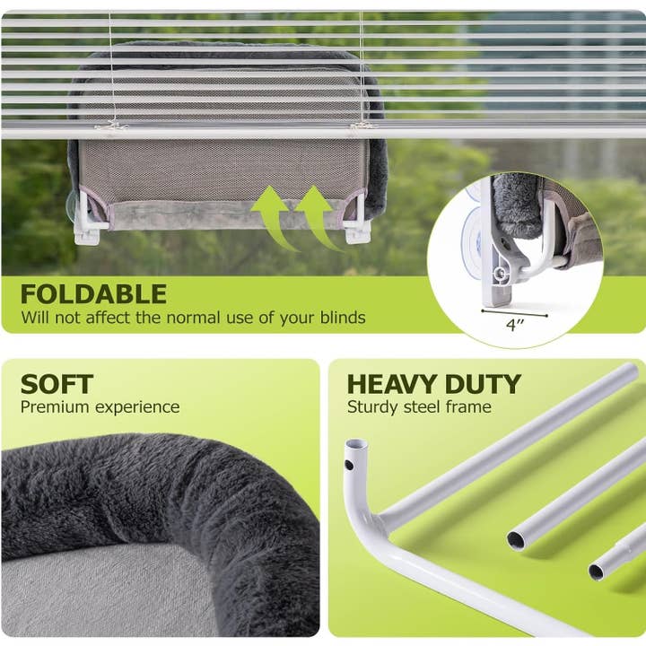 Robud & Mewoofun Official Store - Wholesale Pet Bed - Cat - Cat Window Perch, Cat Window Hammock with 4 Suction Cups10