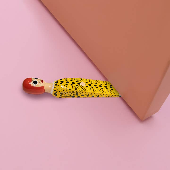 Wedgie Door Stopper - Yayoy - Yellow Polka Outfit for wholesale by The Poya Project Ltd / Wedgie