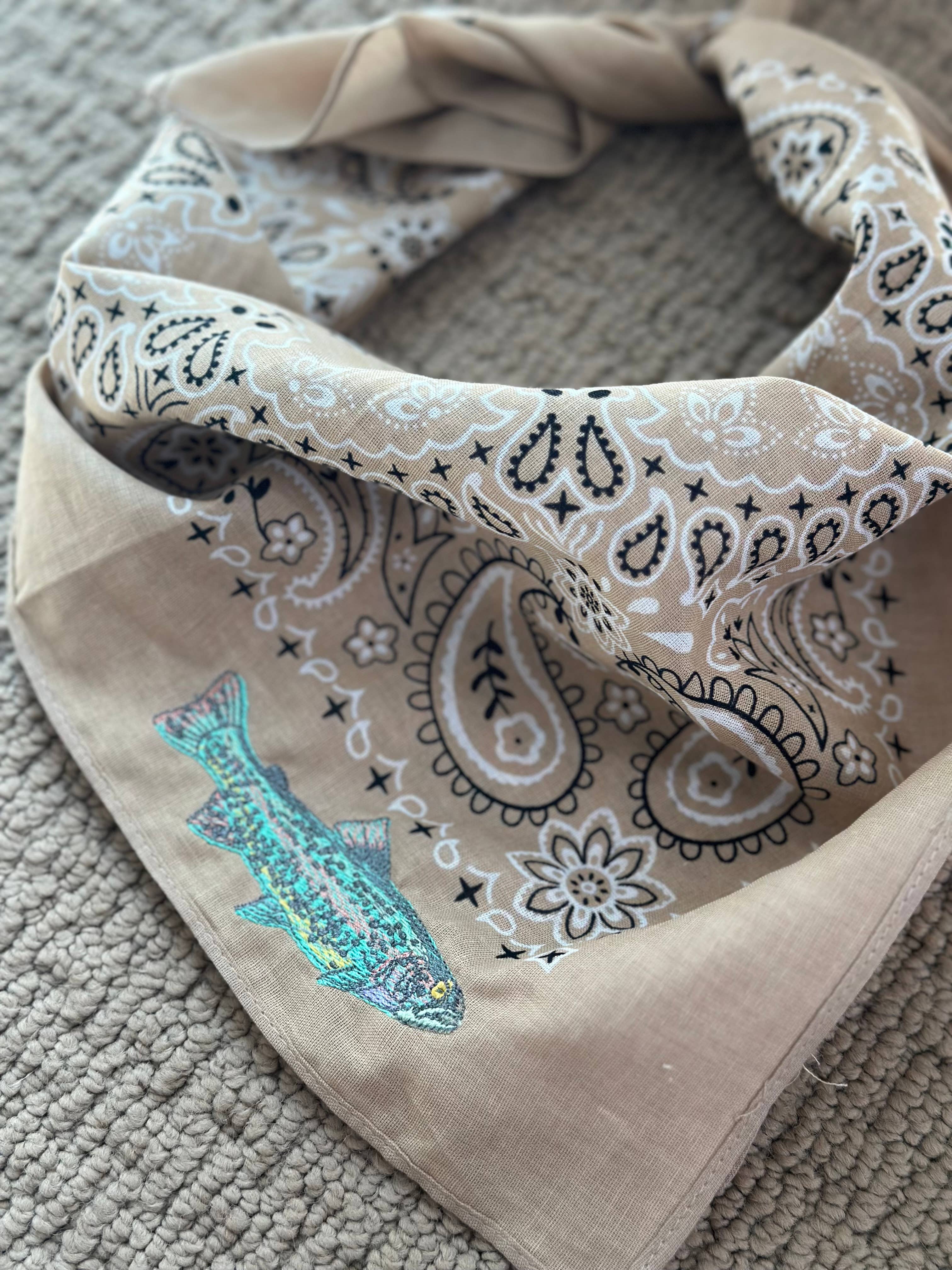 Little Lamb Designs – wholesale Bandana – Women's – Embroidered Fish/Trout Bandana0