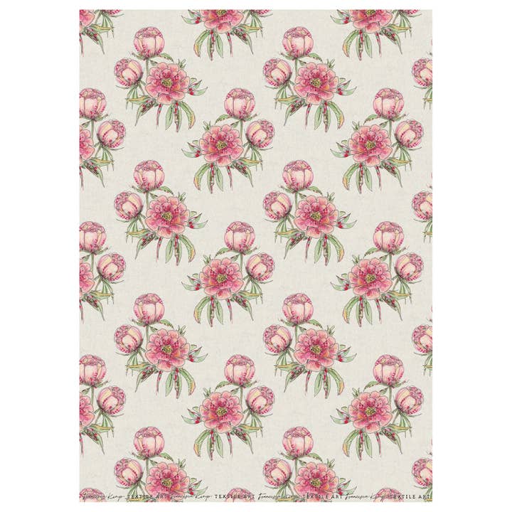 Francesca Kemp Textile Art - Vente Feuille de papier cadeau - Papier cadeau Peony Garden1