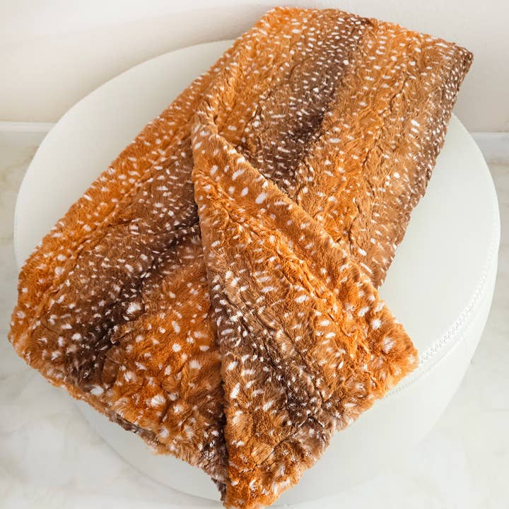 Spring Fawn Full/Queen Size 60 x 72 Minky Faux Fur Blanket for wholesale by Two Lumps of Sugar