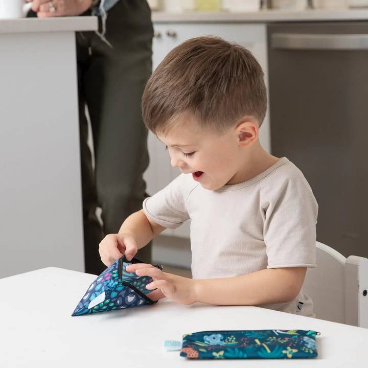 Bumkins - Wholesale Snack Pack - Kids & Baby - Reusable Snack Bag, Small 2-Pack: Jungle & Animal Prints