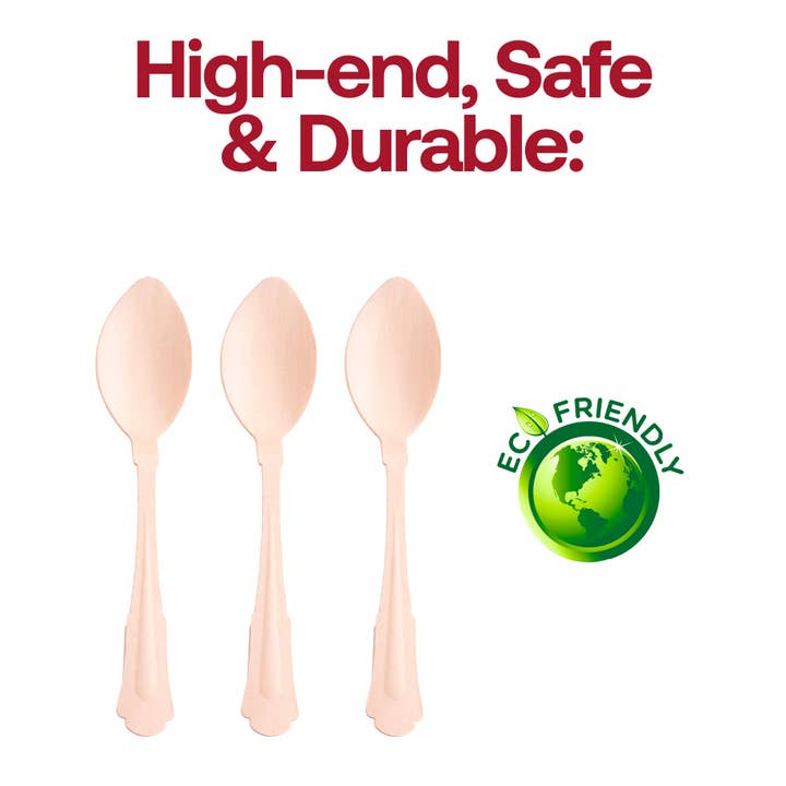 Smarty had a Party - Wholesale Disposable Tableware Pack - Silhouette Birch Wood Dinner Spoons - 600 pcs4