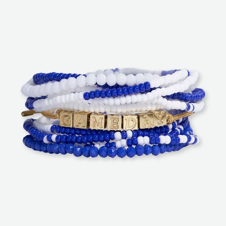 Bracelet Stack Game Day Royal Blue + White Wholesale for wholesale by INK + ALLOY
