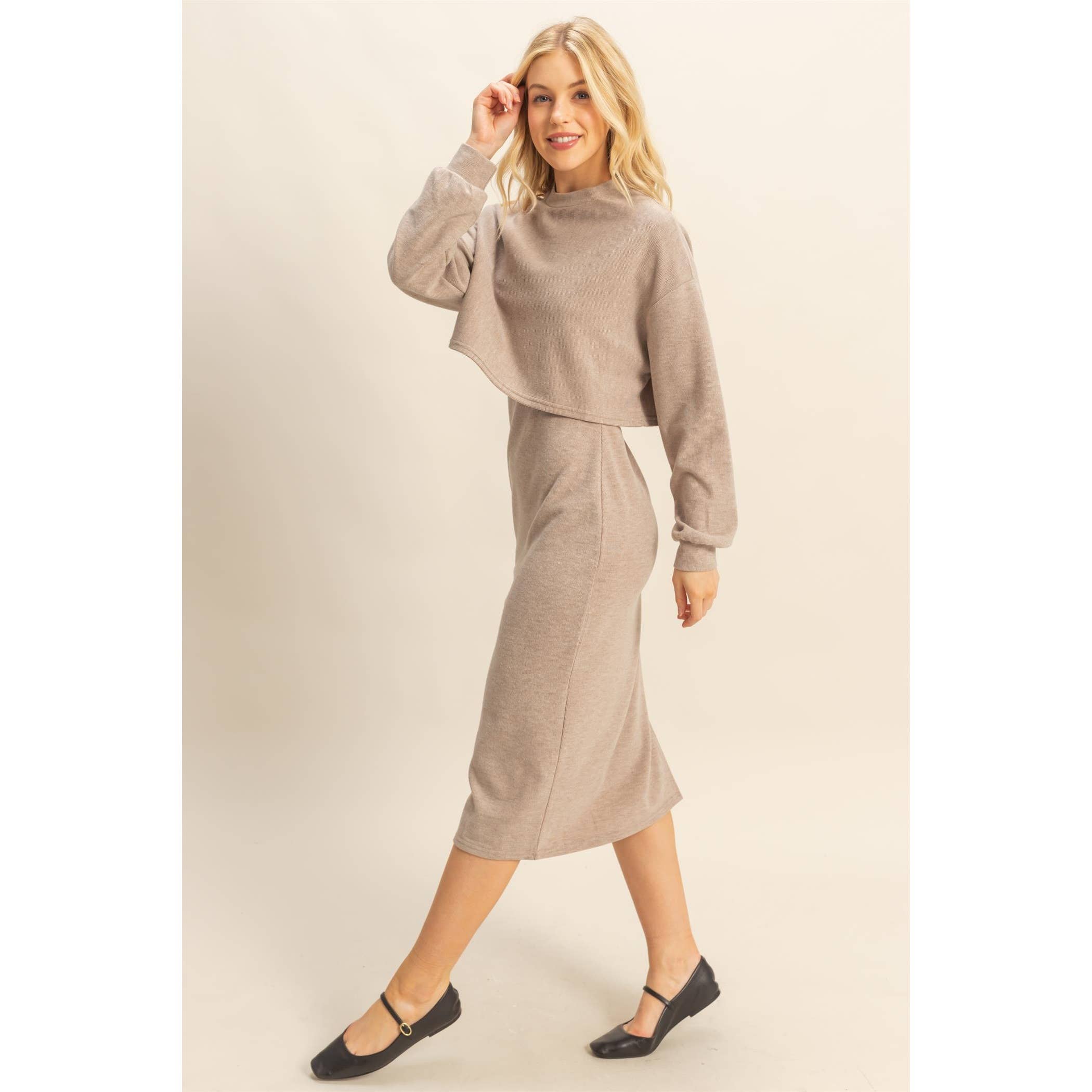 HYFVE - Vente Robe – femme - Ensemble Pull-over Tricoté et Robe Midi7