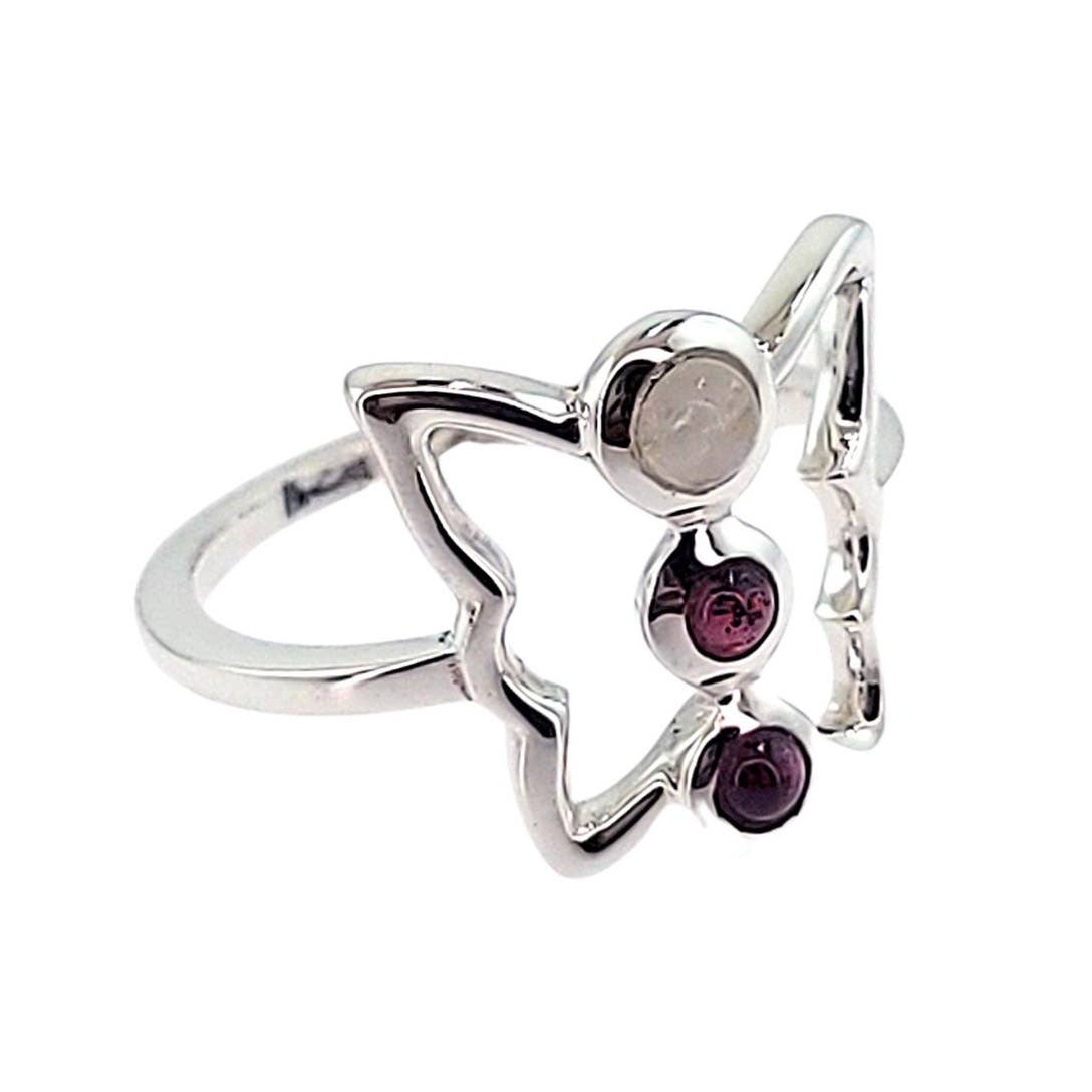Crystal Earth Sterling - Wholesale Cocktail/Statement Ring - Natures Butterfly Sterling Ring  - Rainbow Mn & Garnet1