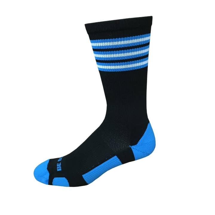 Rookie - Black & Electric Blue. American Made Unique Athletic Socks for wholesale by Boldfoot Socks