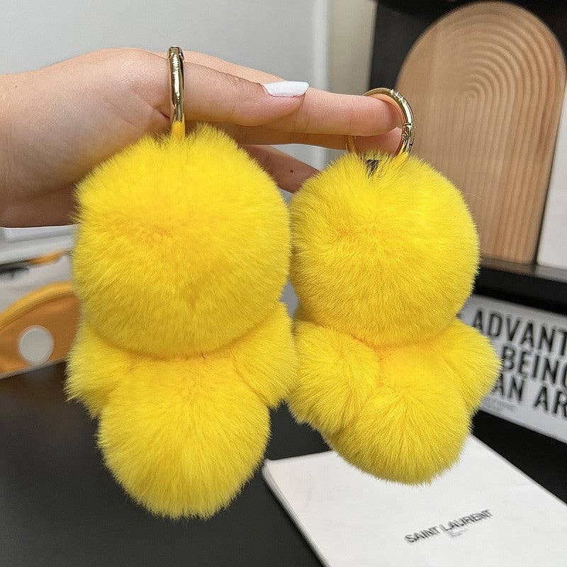 Jaune Joli porte-clés en fourrure de lapin Swimming Duck Rex en vente sur Faire3