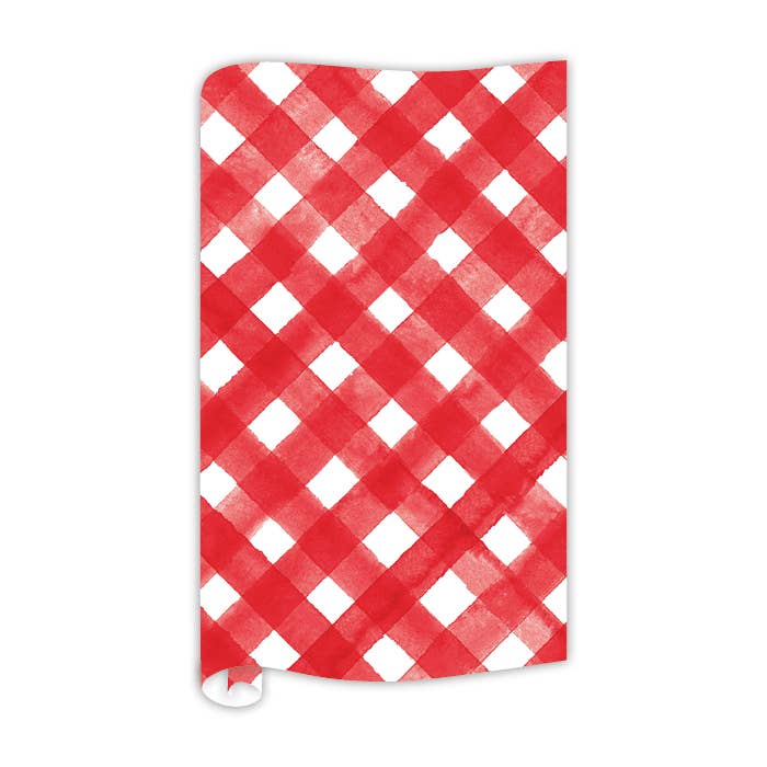 RosanneBeck Collections - Wholesale Flat Wrap - Watercolor Buffalo Check Red Wrapping Paper