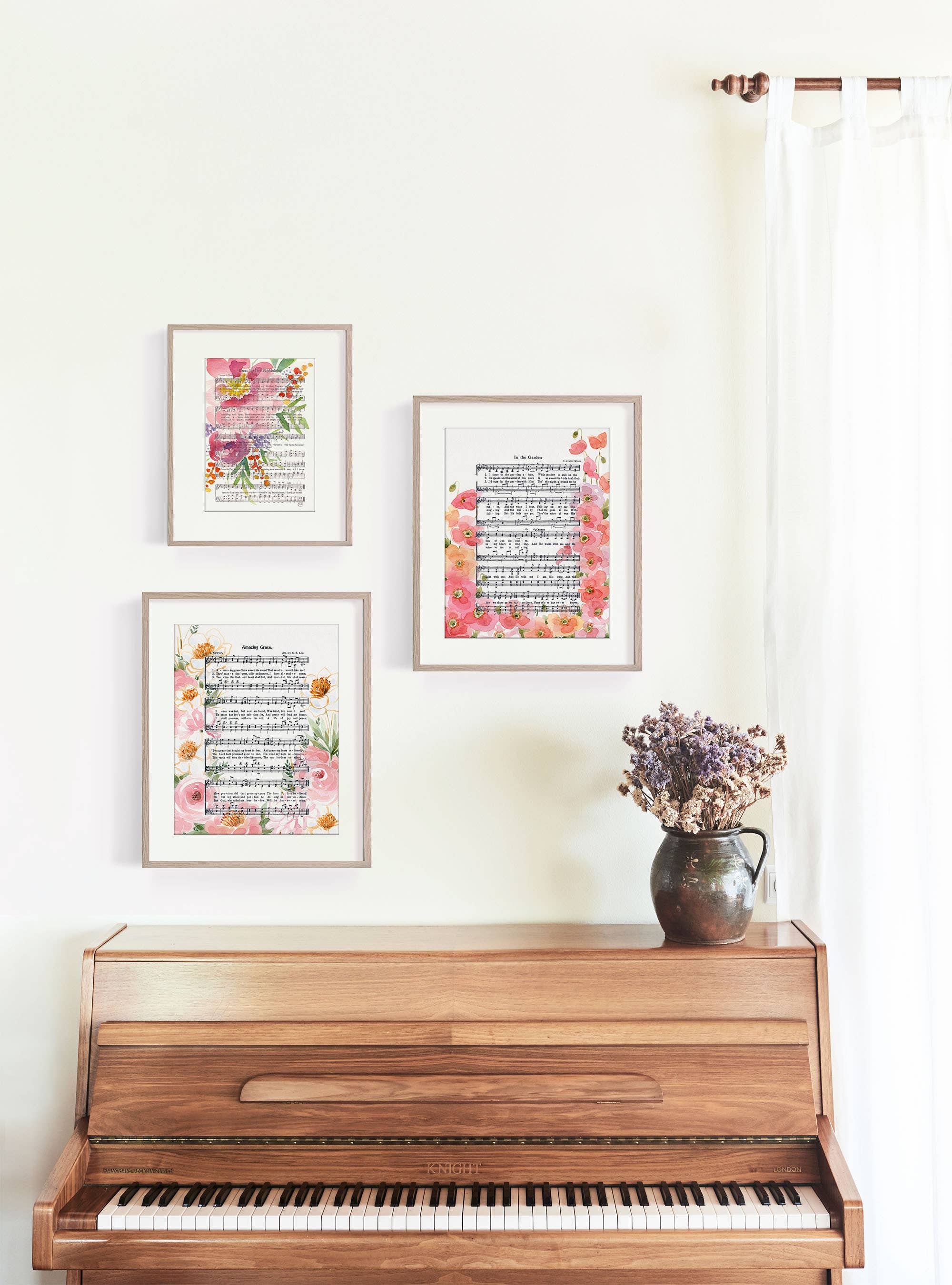 Marydean Draws - Wholesale Art Print - "Amazing Grace" Peonies Watercolor Hymn Art Print2