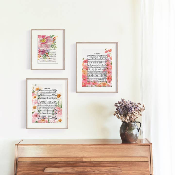 Marydean Draws - Wholesale Art Print - "Amazing Grace" Peonies Watercolor Hymn Art Print2