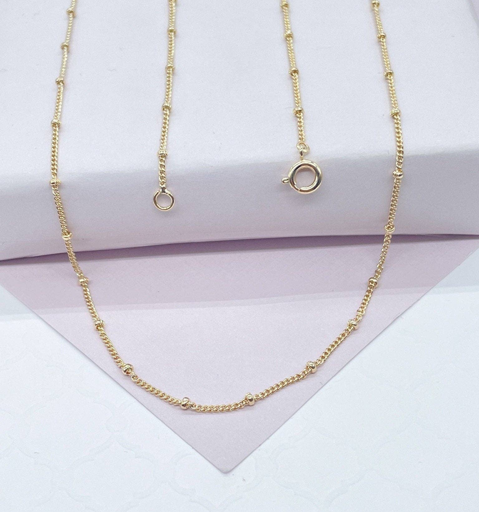Milie - Wholesale Link & Chain Necklace - 18k GF Satellite Curb Link Chain 1mm0