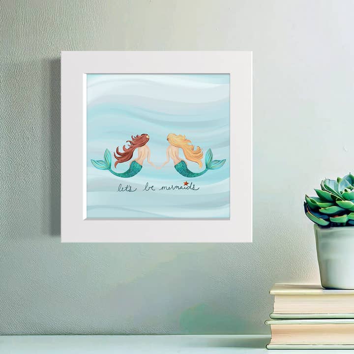 Cathy Walters Art - Wholesale Art Print - Let's Be Mermaids Happy Square2