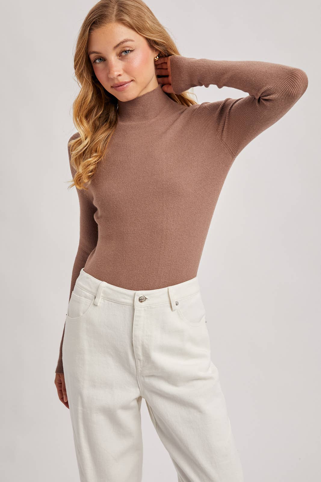 Bluivy - Wholesale Knit Sweater - Women's - WHOLEGARMENT MOCK NECK RIBBED KNIT SWEATER32