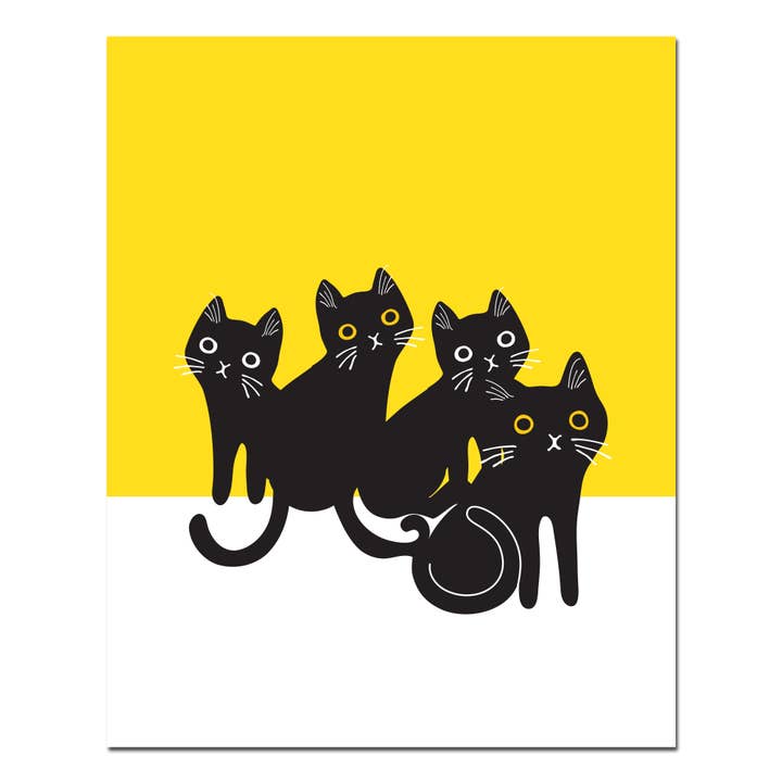 Moonlight Meow Black Cats Giclée Art Print 8 x 10" for wholesale by ILOOTPAPERIE