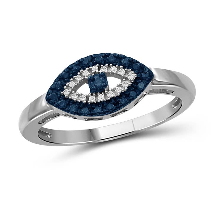 Diamant bleu et blanc 1/7 carat T.W. en argent sterling 7 pour la vente par JewelonFire