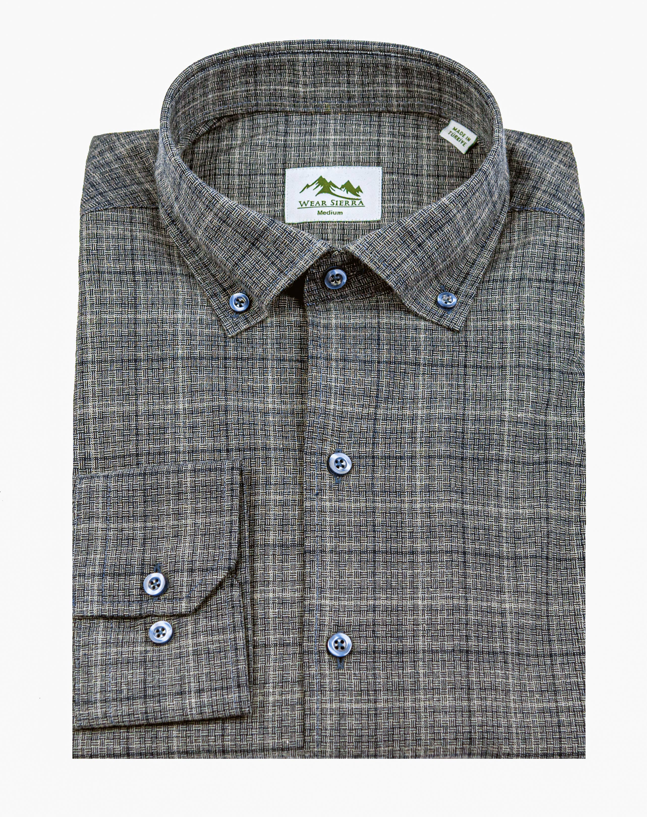 Wear Sierra - Wholesale Button Down Shirt - Men's - Men's Turkish Long Sleeve Button Down Shirt in Dark Gray0