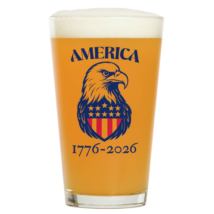 "America 1776-2026" 16oz Pint Glass for wholesale by Pourware Inked