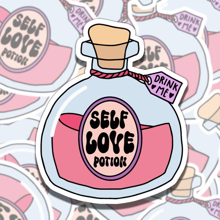 Poção de Amor-Próprio Bebe-me Bebida Rosa Fofa por atacado de Sticky Sadness Designs