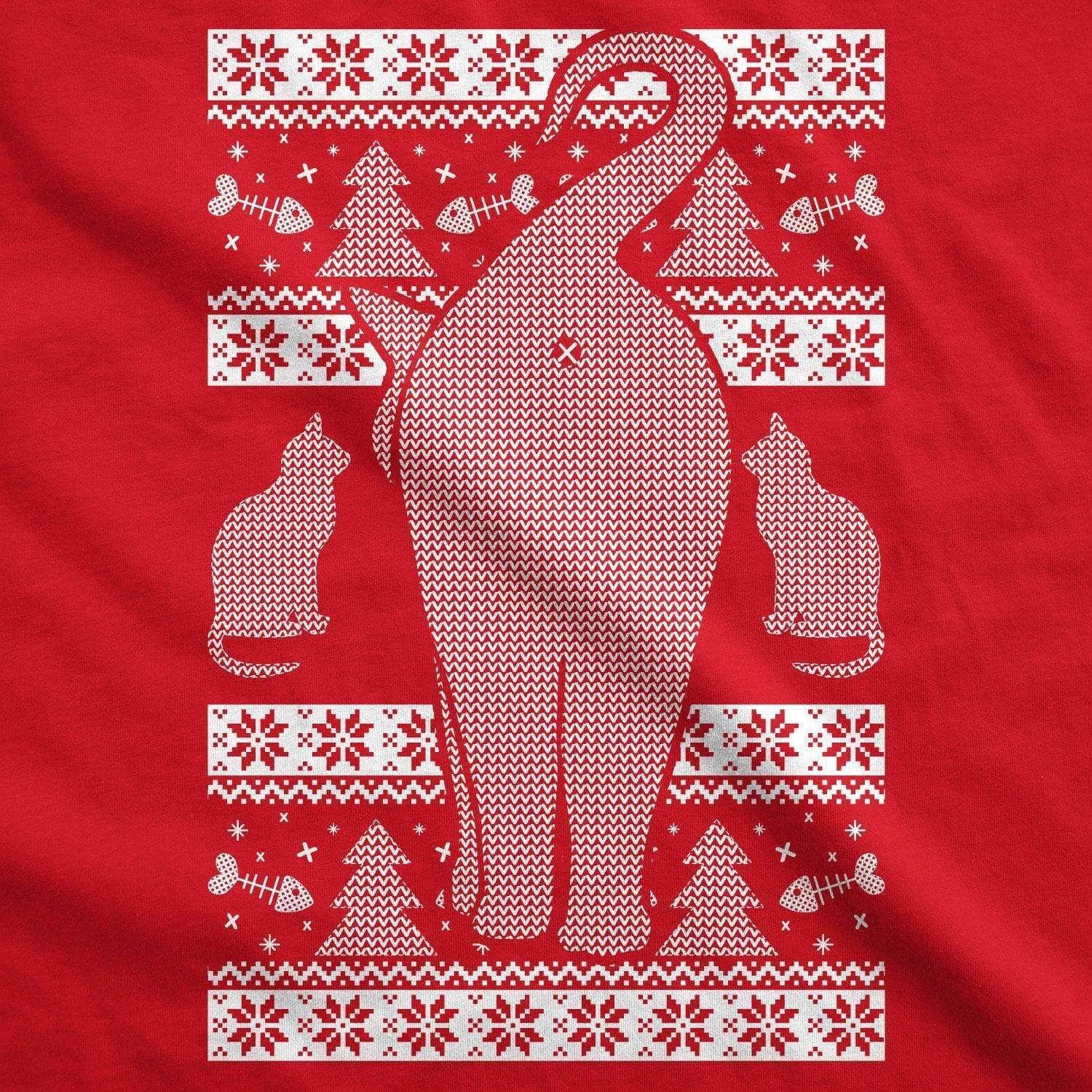 Rouge T-shirt de Noël festif Feline Butt Funny pour homme en vente sur Faire1
