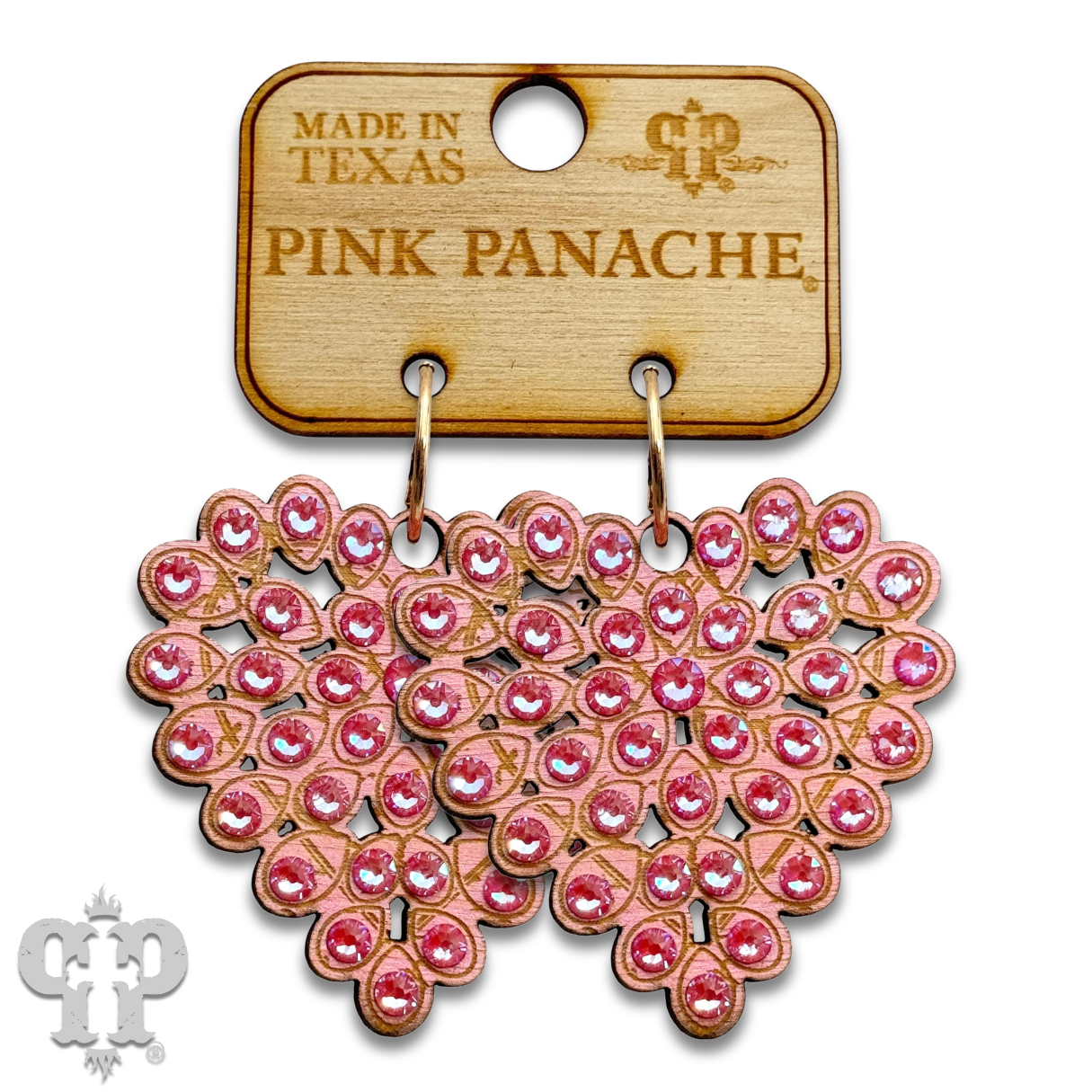 Pink Panache Brands - Wholesale Dangle Earrings - Laser cut rhinestone heart earring5