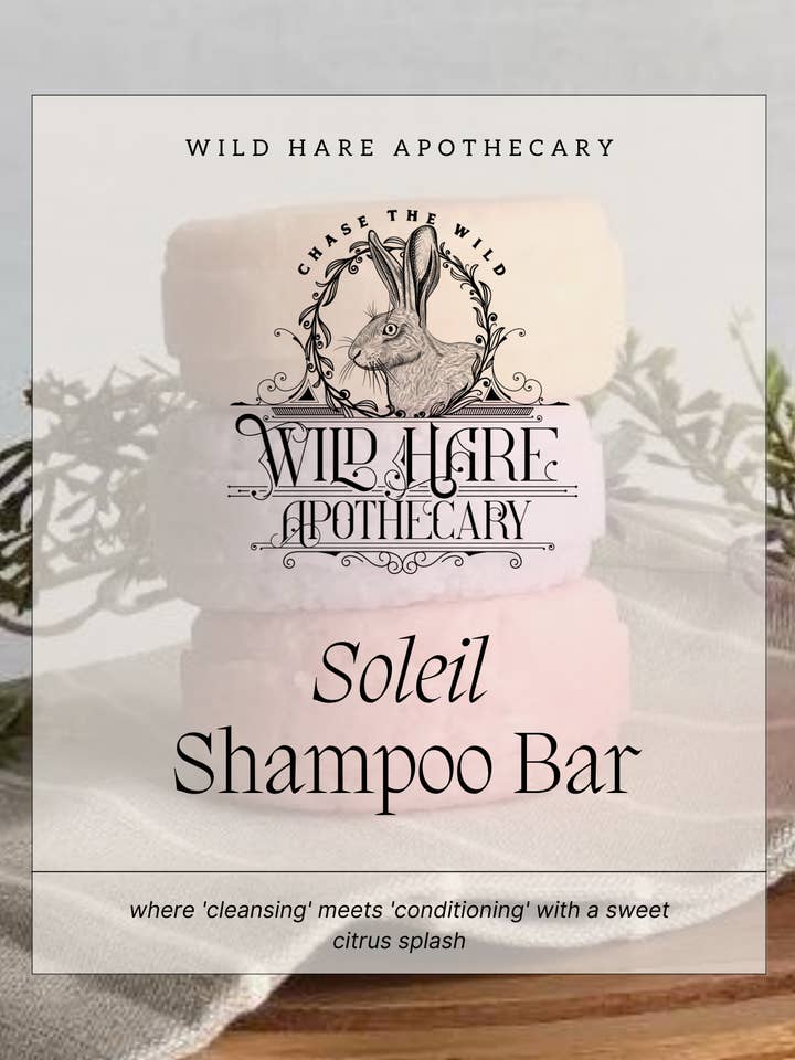 Soleil Solid Shampoo Bar for Normal Hair for wholesale by Wild Hare Apothecary