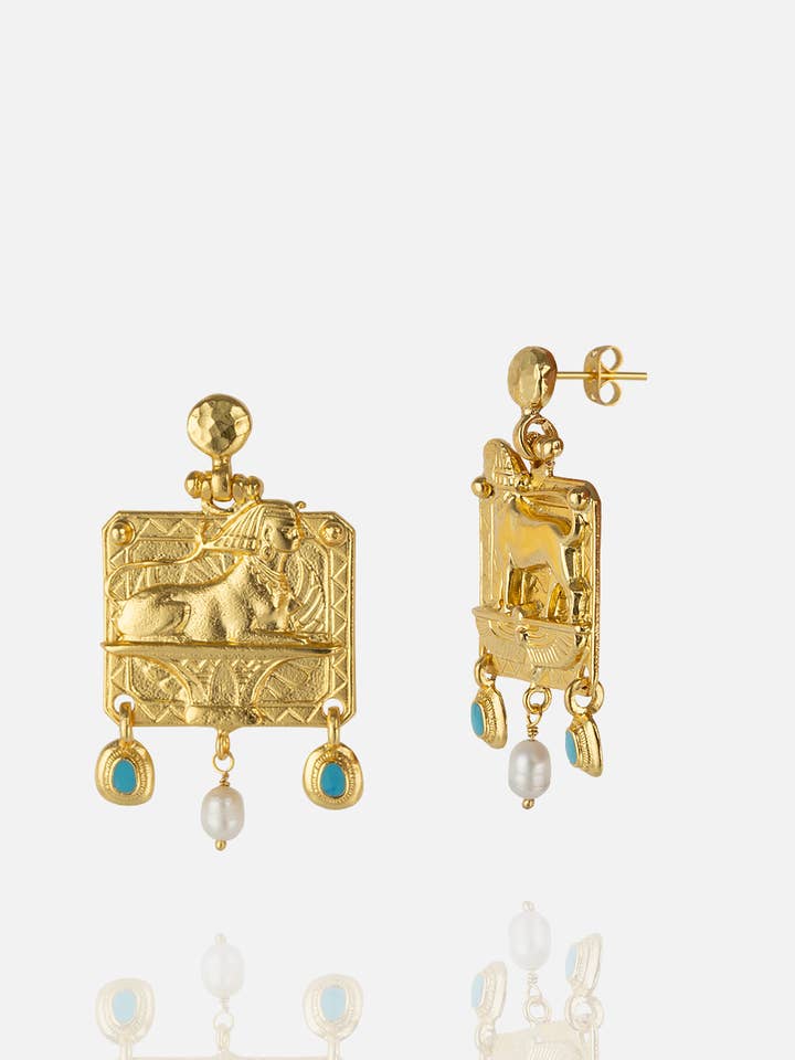 Golden Sphinx Elegance Earrings for wholesale by Shinyland Llc dba Aquadan.co (Wholesale)