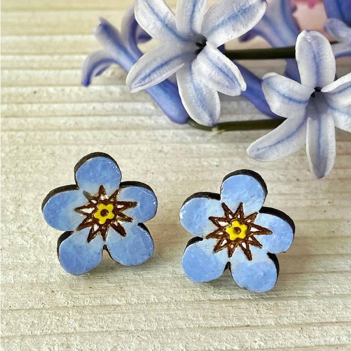 Orecchini Non Ti Scordar Di Me Di Legno per la vendita all'ingrosso da parte di Daffodil