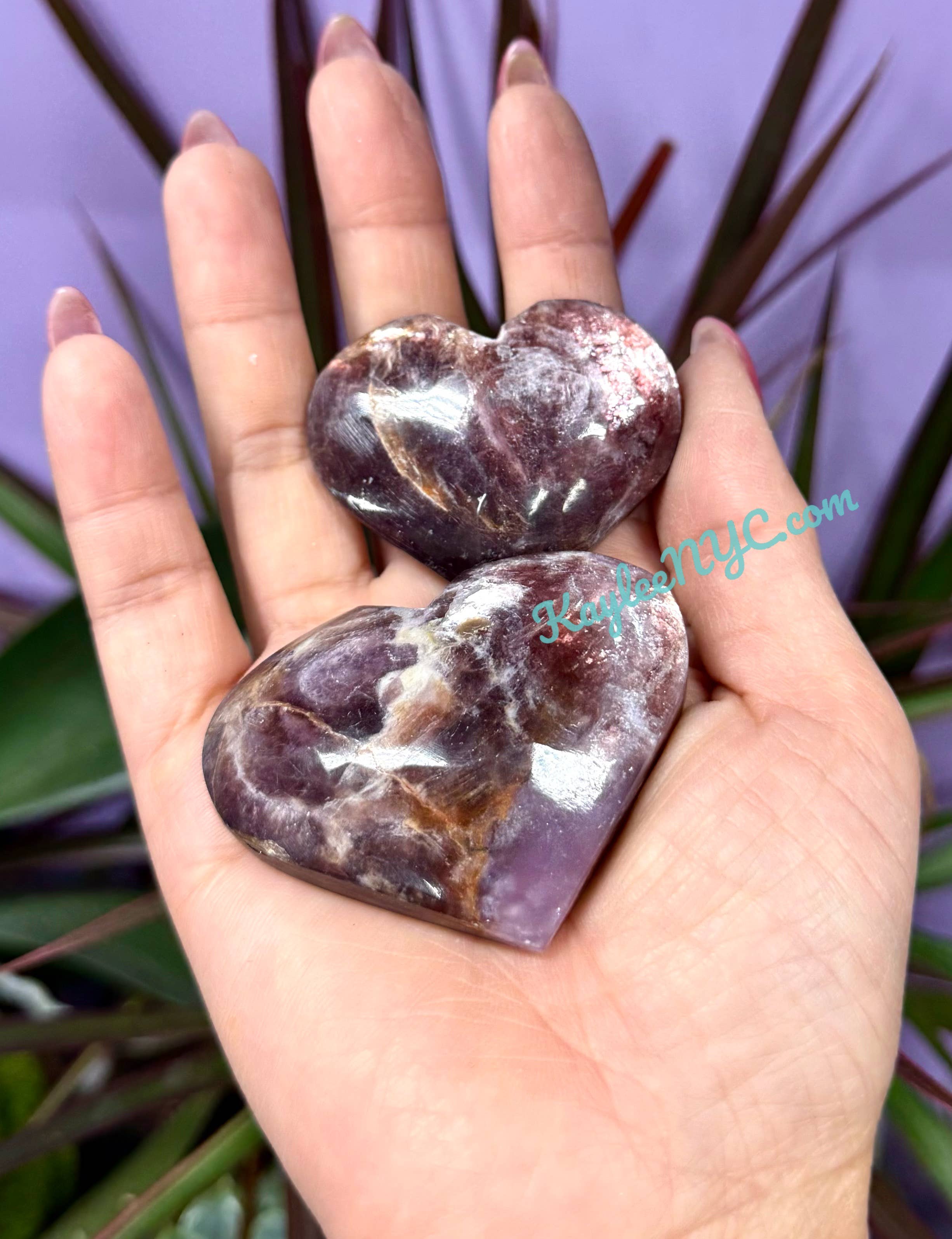 KayleeNYC - Wholesale Spiritual Stone/Crystal - 1 lb Natural Lepidolite Mica Heart Crystal Healing Energy5