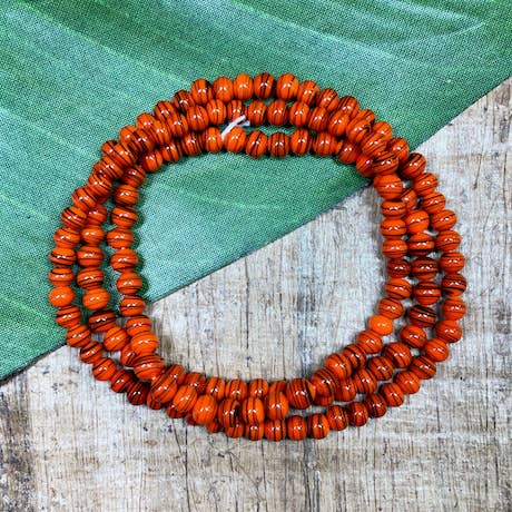 Vintage Orange & Black Striped 5mm Round Glass Beads for wholesale by Bead Goes On