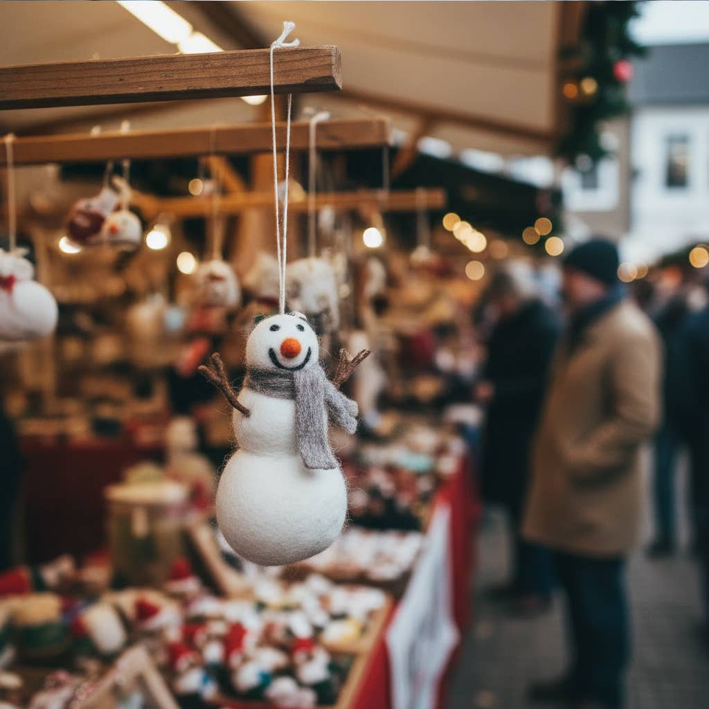 Felt So Good - Venta al por mayor Adornos - Muñeco de nieve Norman colgante de fieltro biodegradable hecho a mano4