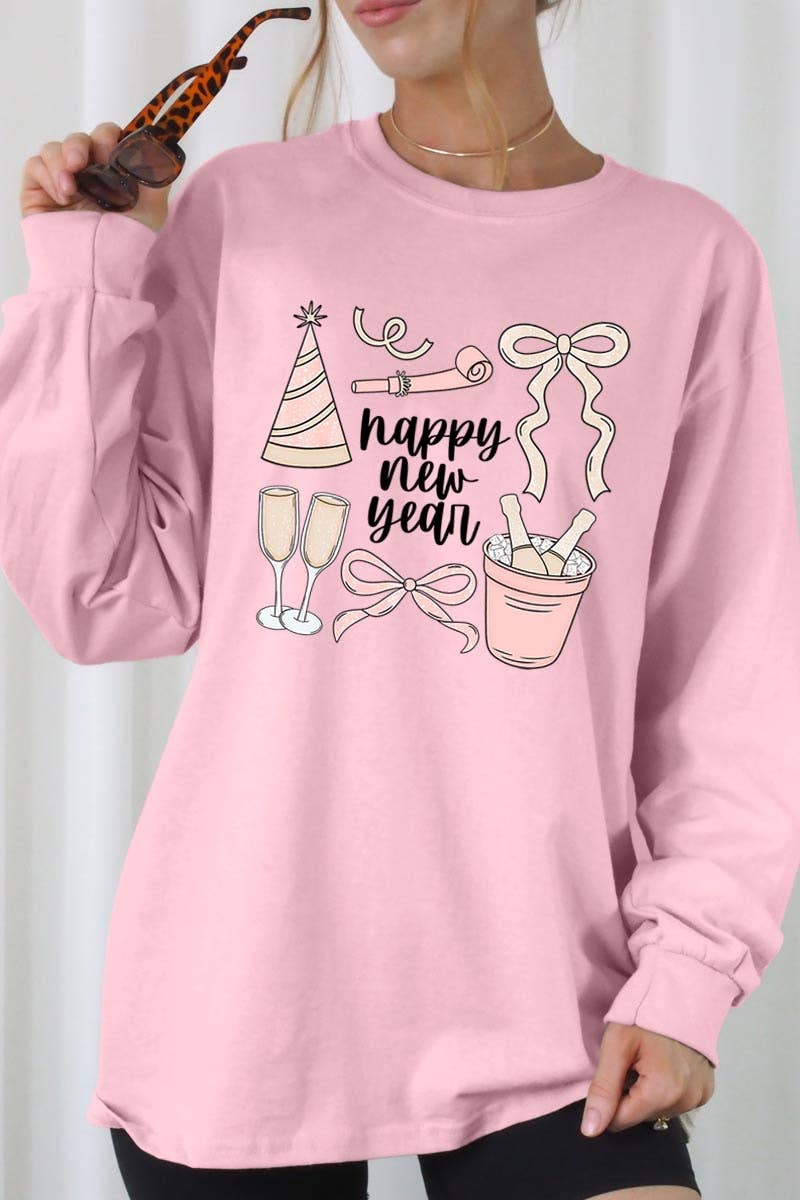 COLORBEAR - Wholesale T-Shirt (Graphic) - Women's - Happy New Year Graphic Long Sleeve Tee6