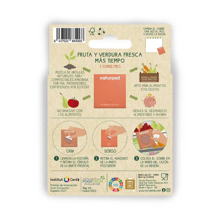 NATURPOD - Wholesale Food Storage Wrap/Bag - ZEROWASTE pack of 1 fruit and vegetable sachet (1 month)2