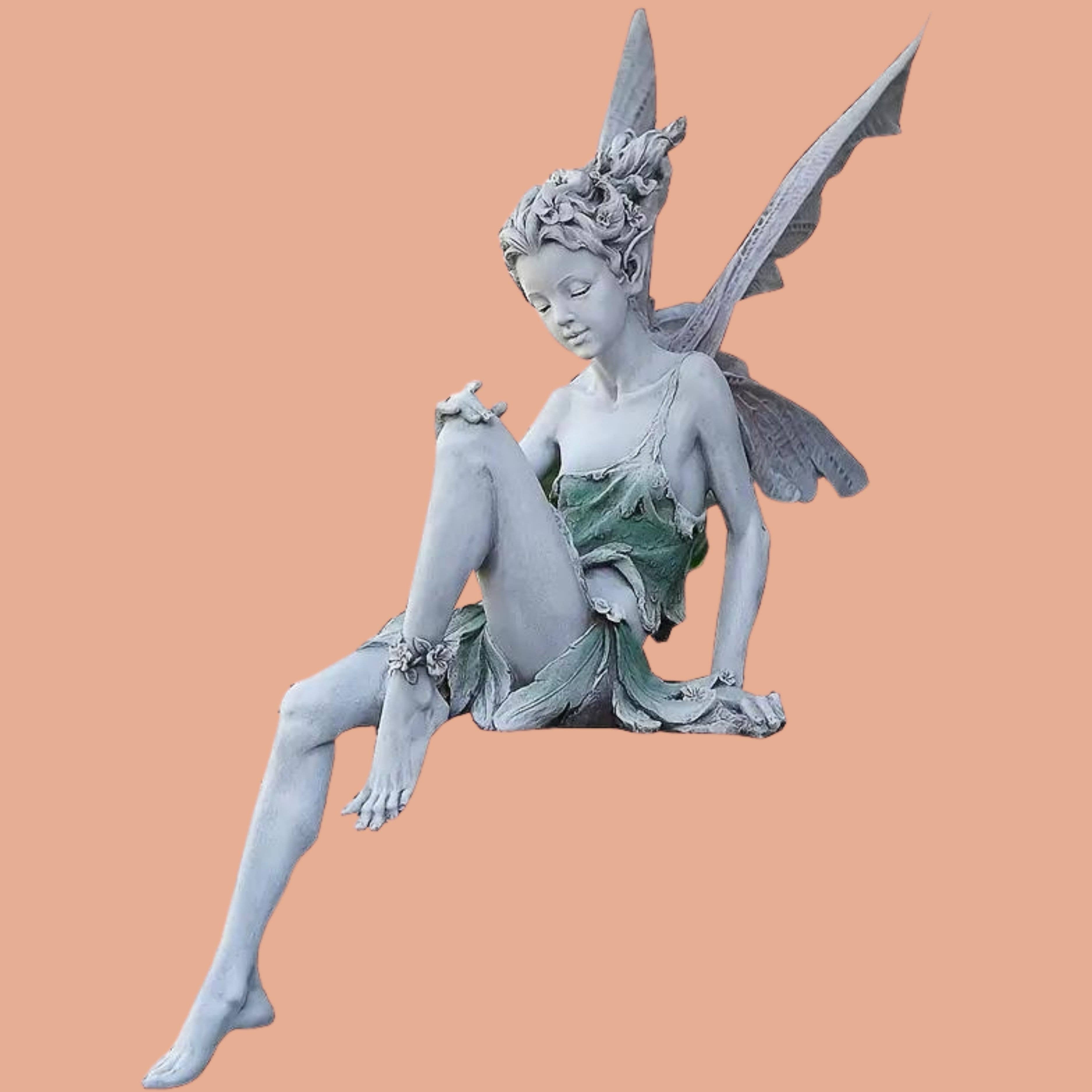 Magnifique Hearts - Vente Bibelots/décorations d'extérieur - Statue de fée florale avec ailes d'ange pour jardin miniature — 17,8 cm1