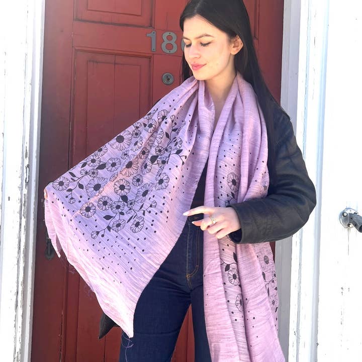Wooven - Wholesale Scarf - Women's - Screen Printed Silk Blend Scarves in 13 colors and patterns, hand printed in Vietnam5
