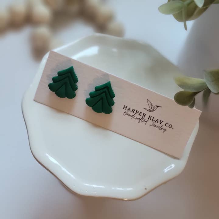 Harper Klay Co - Wholesale Stud/Post Earrings - The Tree Studs- Polymer Clay Christmas Earrings 1